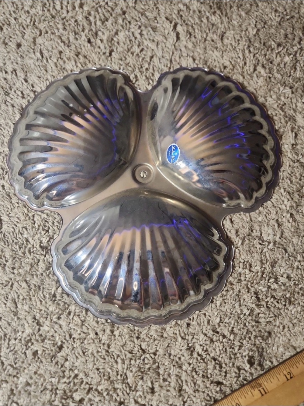 Stainless Steel 3-Section Shell Snack Server